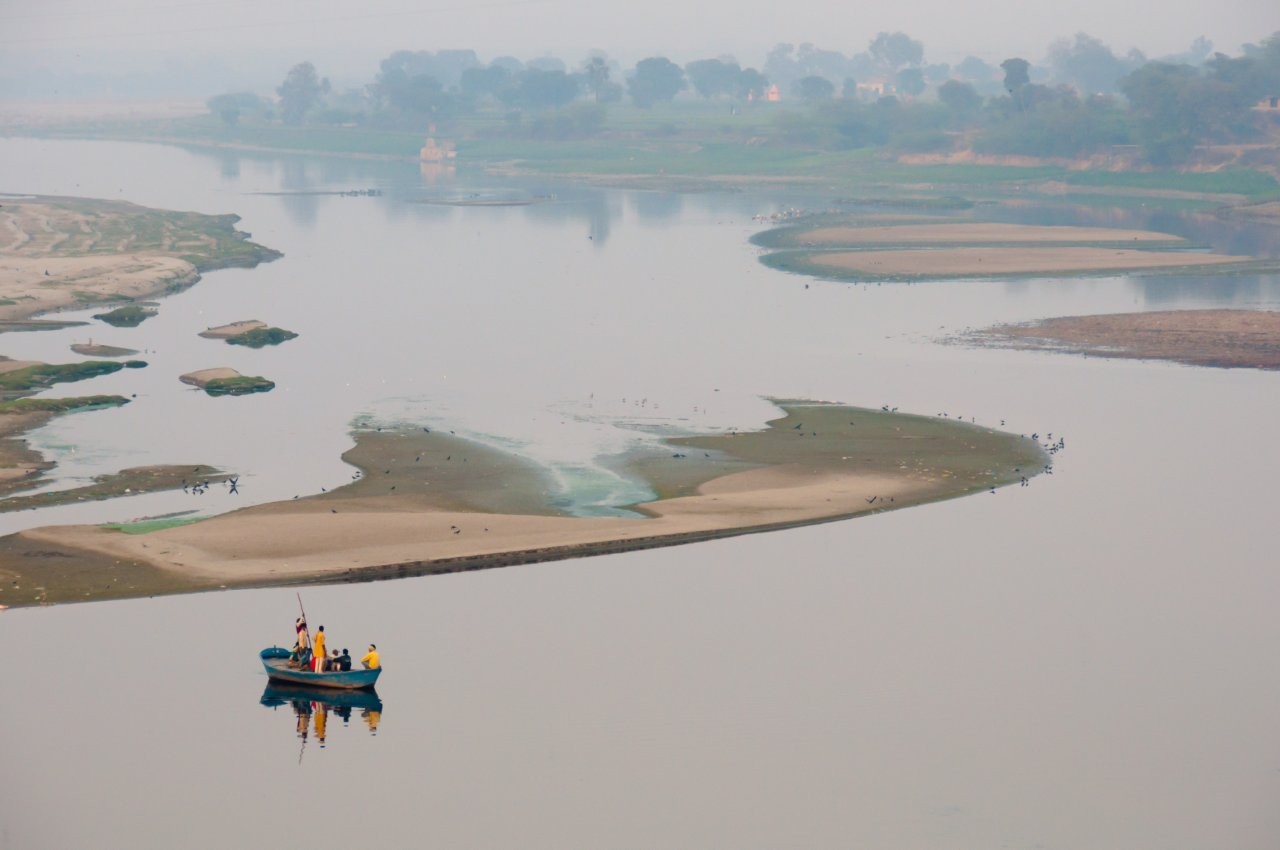 Boat on the Yamuna river