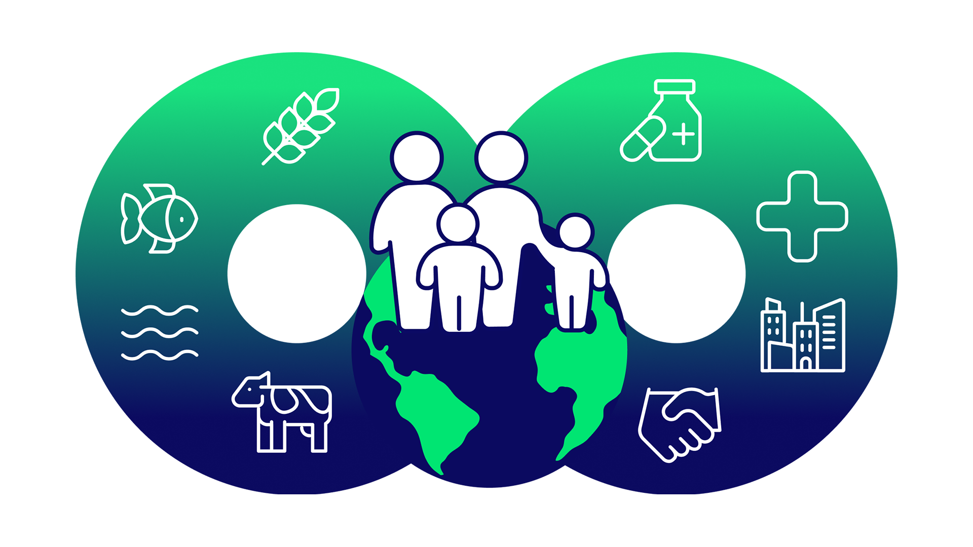 Graphic illustrating the One Health concept.