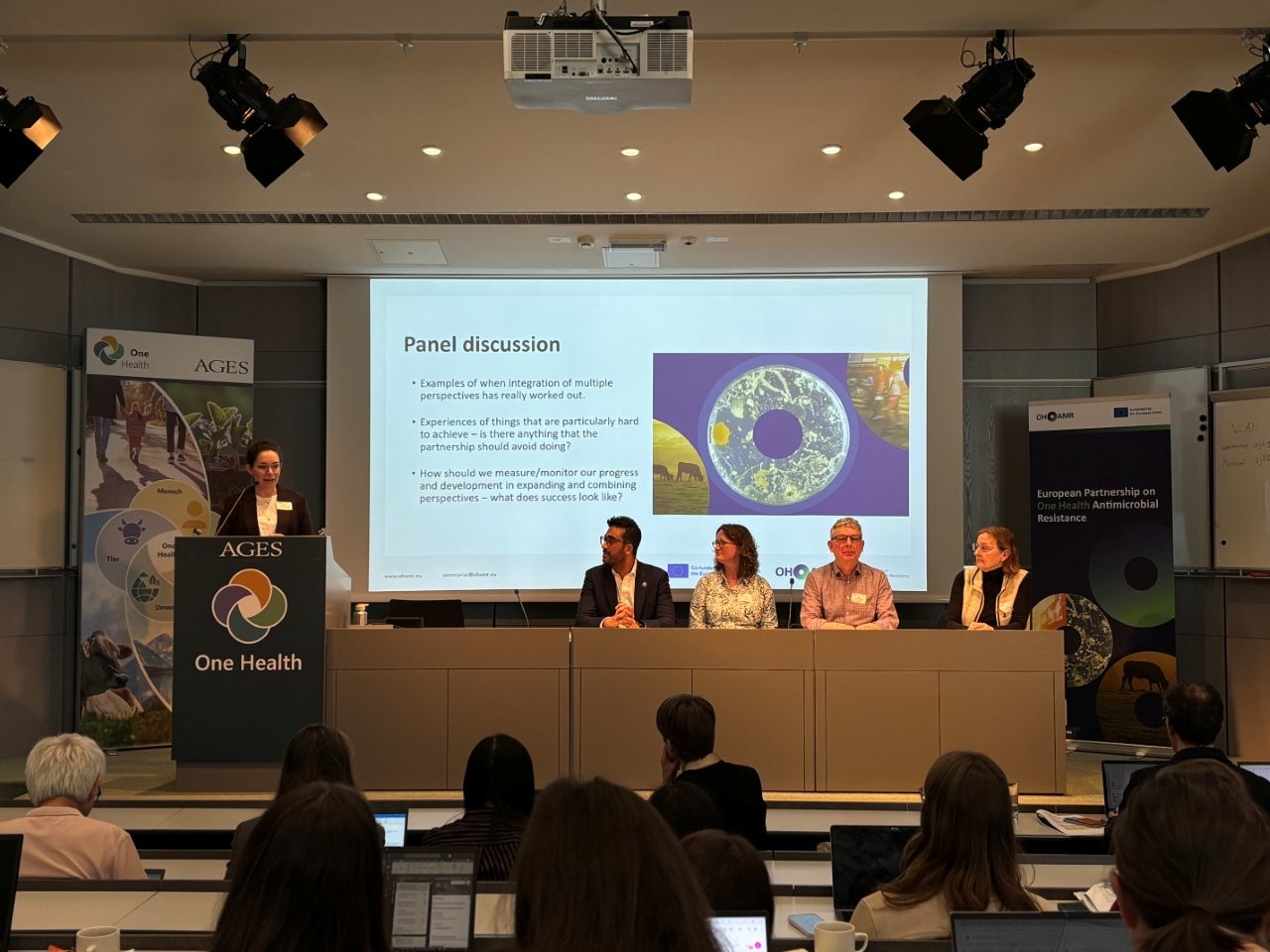 Panel members on the stage at the EUP OHAMR Annual Meeting.